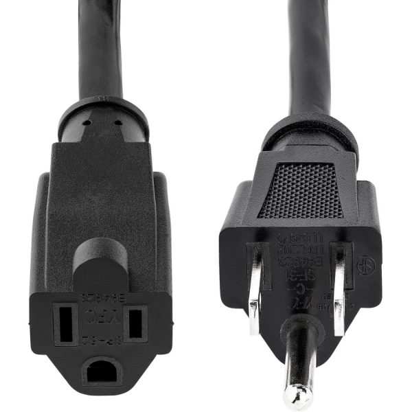 StarTech.com 15ft (4.5m) Heavy Duty Extension Cord, NEMA5-15P to NEMA5-15R Black Extension Cord, 15A 125V, 14AWG, Heavy Gauge Power Cable - Image 4