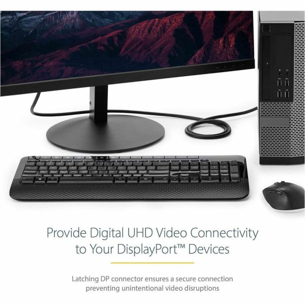 StarTech.com 1ft (30cm) DisplayPort 1.2 Cable, 4K x 2K UHD VESA Certified DisplayPort Cable, Short DP Cable/Cord for Monitor, w/ Latches - Image 2
