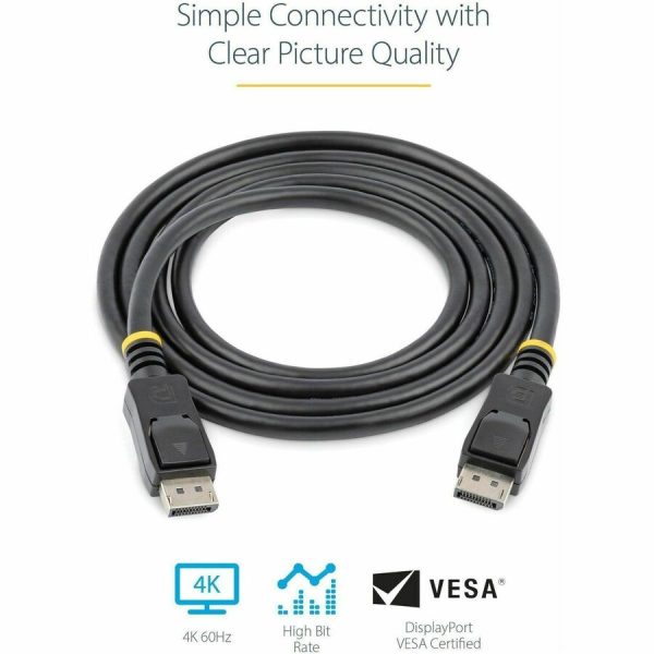 StarTech.com 1ft (30cm) DisplayPort 1.2 Cable, 4K x 2K UHD VESA Certified DisplayPort Cable, Short DP Cable/Cord for Monitor, w/ Latches - Image 3