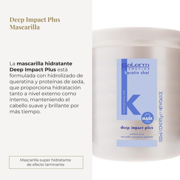 Hydrating Hair Mask   Deep Impact Plus   1000 ml   Deep Hair Hydration   For Use After Keratin Shot   Keramix Treatment   Smooth and Straight Hair - Image 2