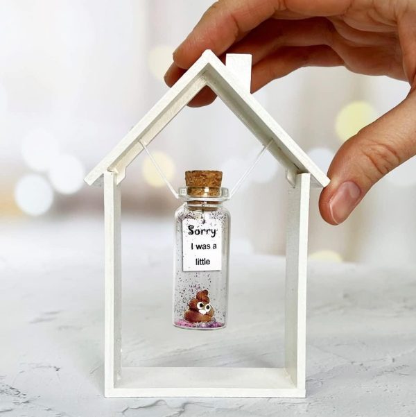 I'm Sorry Gifts for Her and Him   Personalised Apology Gift   Cute Poop in a Jar and Sorry Card   Forgive Me Present Idea (in White Wood Frame Sorry I was a little   Brown Poop) - Image 4