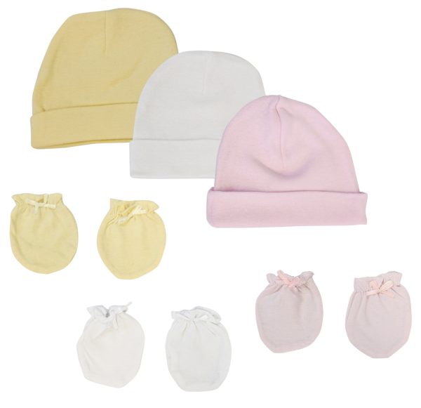 Baby Girls Caps And Mittens (pack Of 6) Nc_0399