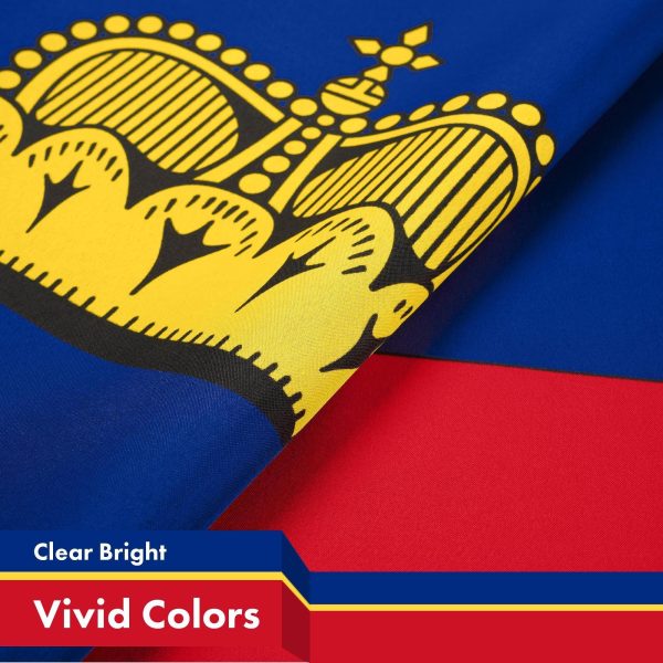 G128 3 Pack: Liechtenstein Liechtensteiner Flag | 3x5 Ft | LiteWeave Pro Series Printed 150D Poly | Country Flag, Indoor/Outdoor, Vibrant Colors, Brass Grommets, Thicker and More Durable Than 100D 75D - Image 3