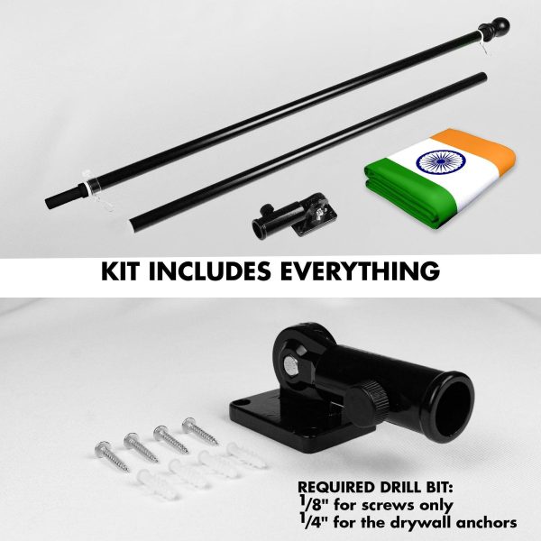 Flag Pole 6FT Black Tangle Free & India Indian Flag 3x5 Ft Combo Printed 150D Polyester By G128 - Image 2