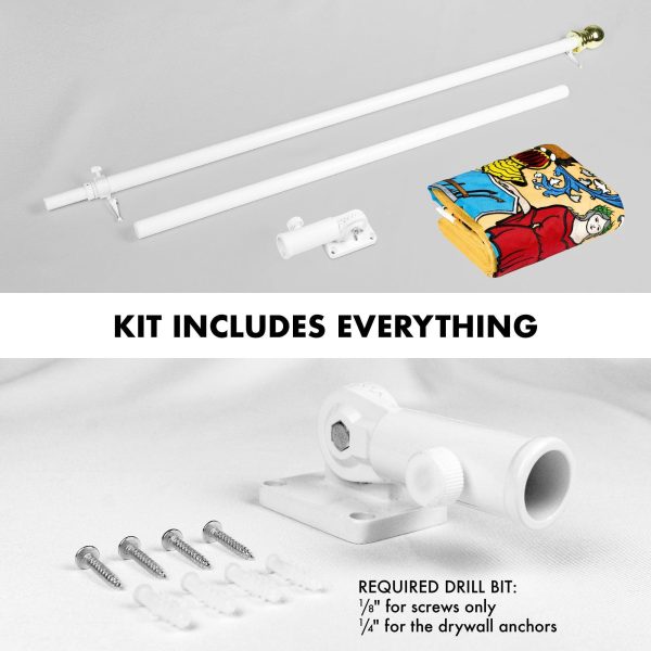 G128 - 6 Feet Tangle Free Spinning Flagpole (White) New Jersey Double Sided Brass Grommets Embroidered 3x5 ft (Flag Included) Aluminum Flag Pole - Image 2