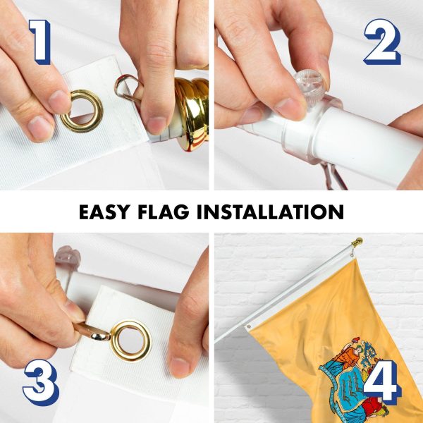 G128 - 6 Feet Tangle Free Spinning Flagpole (White) New Jersey Double Sided Brass Grommets Embroidered 3x5 ft (Flag Included) Aluminum Flag Pole - Image 7
