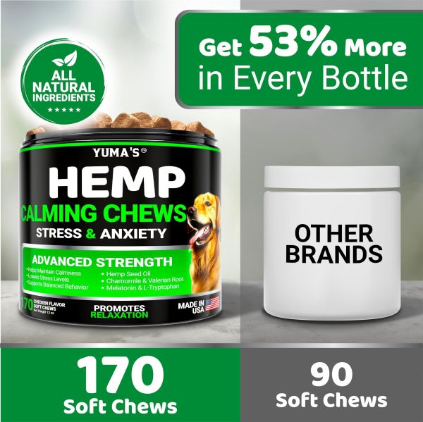 YUMA'S Hemp Calming Chews for Dogs   Advanced Dog Calming Treats   Dog Calming Chews   170 Chews   Anxiety Relief Treats   Separation Aid Barking Stress Relief Thunderstorms   Melatonin   Hemp Oil - Image 5