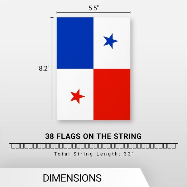 G128 Panama 	Panamanian Bunting Banner | Flag 8.2 x 5.5 Inch, Full String 33 Feet | Printed 150D Polyester, Decorations For Bar, School, Festival Events Celebration - Image 7