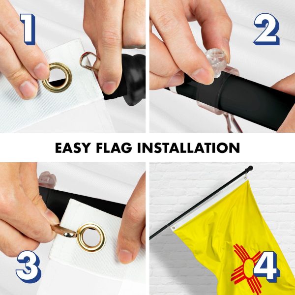 G128 - 6 Feet Tangle Free Spinning Flagpole (Black) New Mexico Flag Brass Grommets Embroidered 3x5 ft (Flag Included) Aluminum Flag Pole - Image 7