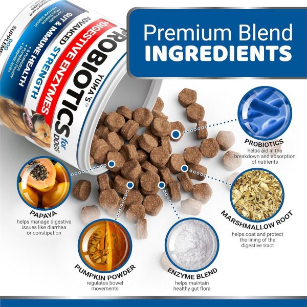Probiotic Supplement for Dogs   Supports Digestive Health Immune Function & Balanced Gut Flora   Made in USA
