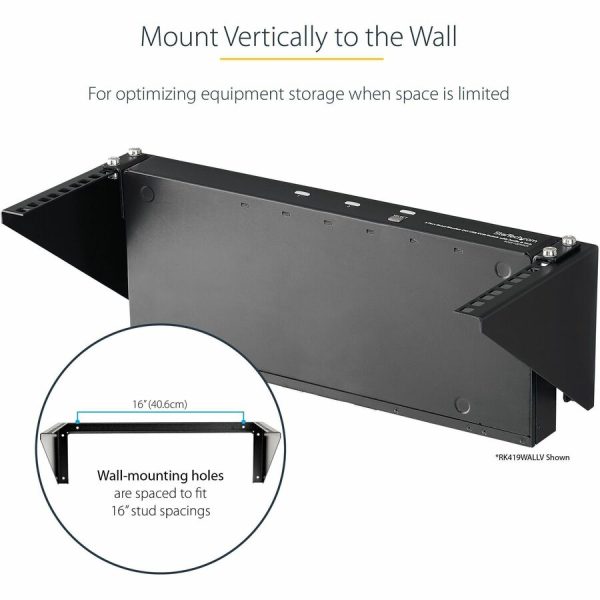StarTech.com 5U Vertical Wall Mount Rack, 19" Wall Mounting Bracket, Open Low Profile Network/Server Room/Data/AV/IT/Patch Panel/Equipment - Image 3