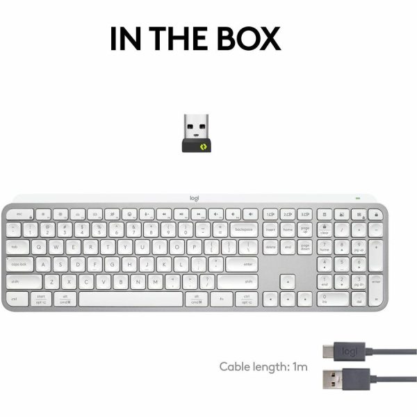 Logitech MX Keys S Wireless Keyboard, Low Profile, Fluid Precise Quiet Typing, USB C Rechargeable, Pale Gray - Image 2