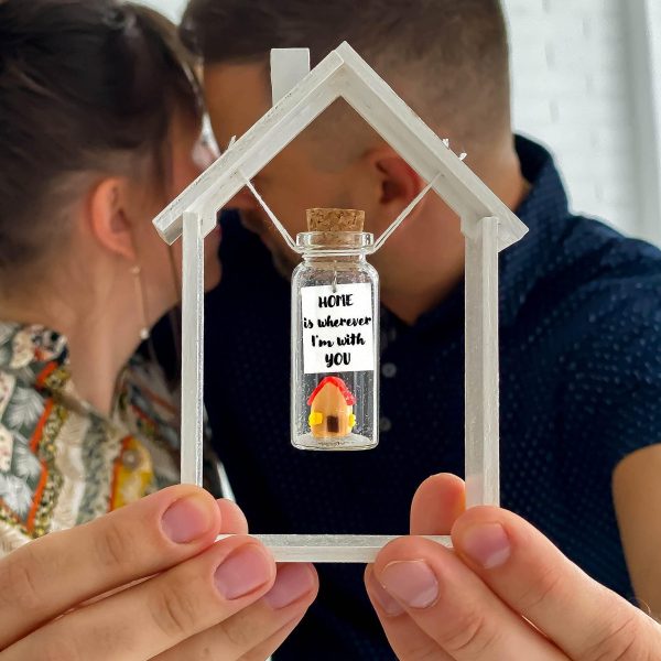 Cute Girlfriend and Boyfriend Gifts   Personalized Anniversary Present for Her Him   Custom Birthday Gift Idea for Women Men (Home is Wherever I'm with You in Wooden Frame) - Image 2