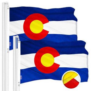 G128 2 Pack: Colorado CO State Flag | 2.5x4 Ft | ToughWeave Series Embroidered 300D Polyester | Embroidered Design, Indoor/Outdoor, Brass Grommets
