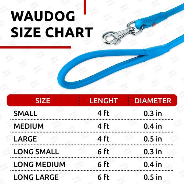 WAUDOG Rolled Leather Dog Leash 4Ft * 0.4 in for Small Medium and Large Dogs   Heavy Duty Leather Puppy Leash for Outdoor Walking Running Training   Strong Dog Leashes for Large Breed Dogs (Blue) - Image 6