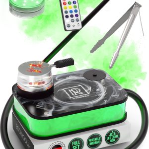 M. ROSENFELD Portable Hookah Set With Everything And Case   Premium Book Hookah with Smoke Pattern