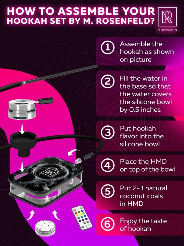 M. ROSENFELD Portable Hookah Set With Everything And Case   Premium Book Hookah with Smoke Pattern - Image 7