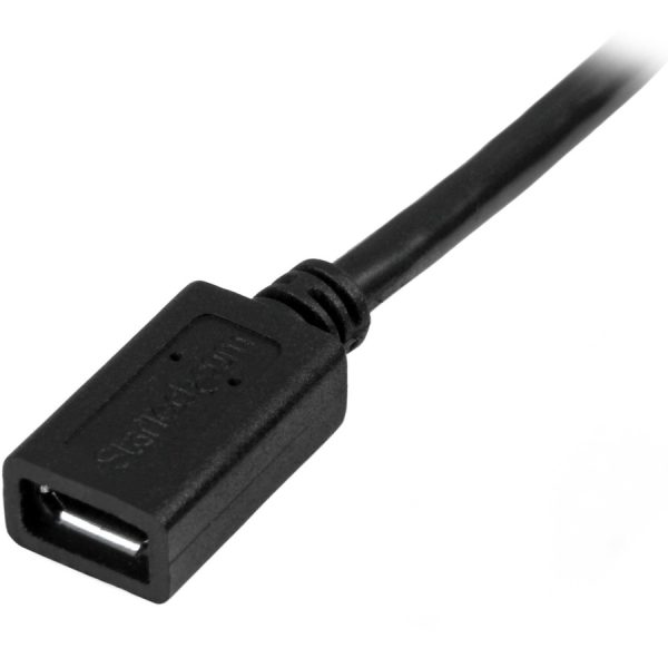 StarTech.com 0.5m 20in Micro-USB Extension Cable - M/F - Micro USB Male to Micro USB Female Cable - Image 2