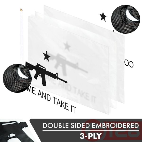 Come and Take It (Rifle) Flag 3x5 Ft 10-Pack Double-sided Embroidered Polyester By G128 - Image 2