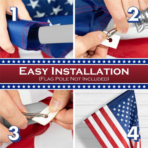 USA American Flag 2x3FT 2-Pack Pole Sleeve Embroidered Polyester By G128 - Image 7