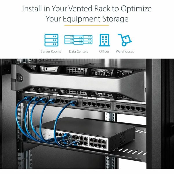 StarTech.com 1U Vented Server Rack Cabinet Shelf - Fixed 10in Deep Cantilever Rackmount Tray for 19" Data/AV/Network Enclosure w/Cage Nuts - Image 7