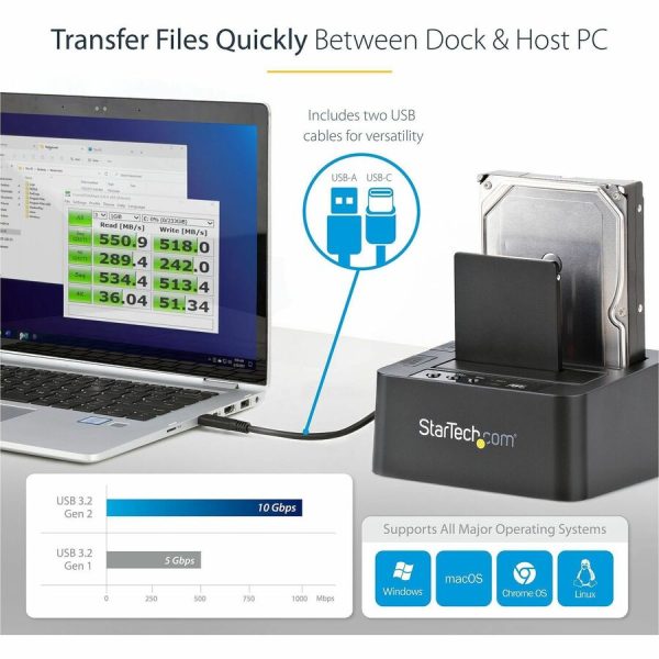 StarTech.com Standalone Hard Drive Duplicator, External Dual Bay HDD/SSD Cloner/Copier, USB 3.1 to SATA Drive Docking Station, Disk Cloner - Image 5