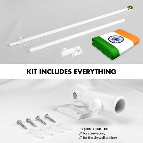 Flag Pole 6FT White Tangle Free & India Indian Flag 3x5 Ft Combo Printed 150D Polyester By G128 - Image 2