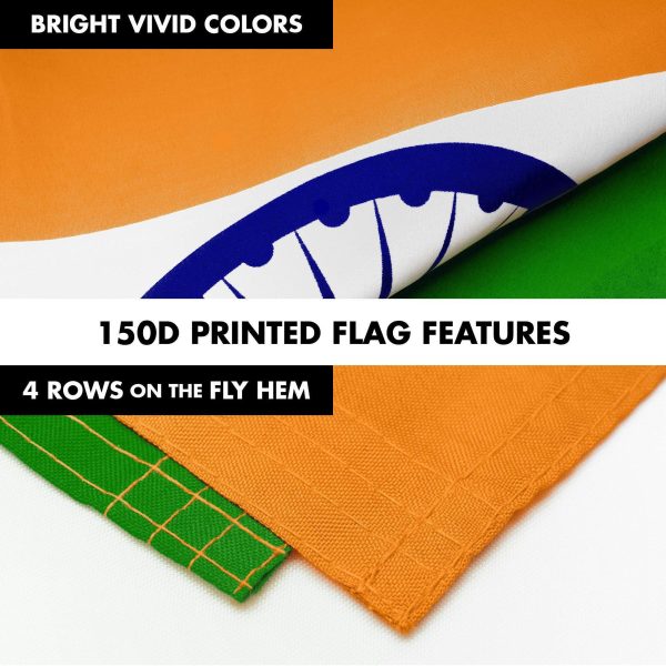 Flag Pole 6FT White Tangle Free & India Indian Flag 3x5 Ft Combo Printed 150D Polyester By G128 - Image 5
