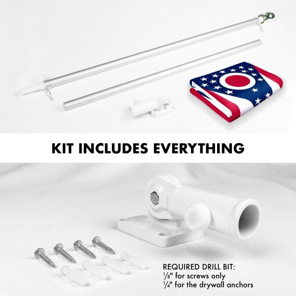 G128 Combo Pack: 6 Feet Tangle Free Spinning Flagpole (Silver) Ohio OH State Flag 3x5 ft Printed 150D Brass Grommets (Flag Included) Aluminum Flag Pole - Image 2