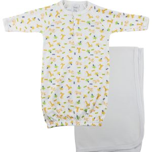 Print Infant Gown And Recieving Blanket Cs_0097