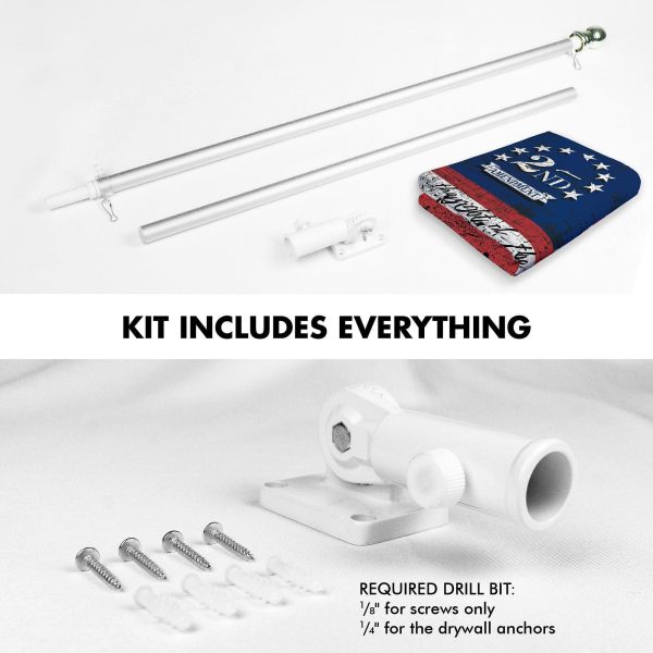G128 Combo Pack: 6 Ft Tangle Free Aluminum Spinning Flagpole (Silver) & 2nd Amendment American Flag 3x5 Ft, LiteWeave Pro Series Printed 150D Polyester | Pole with Flag Included - Image 2