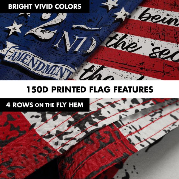 G128 Combo Pack: 6 Ft Tangle Free Aluminum Spinning Flagpole (Silver) & 2nd Amendment American Flag 3x5 Ft, LiteWeave Pro Series Printed 150D Polyester | Pole with Flag Included - Image 5