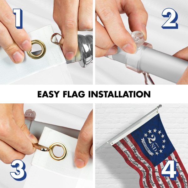 G128 Combo Pack: 6 Ft Tangle Free Aluminum Spinning Flagpole (Silver) & 2nd Amendment American Flag 3x5 Ft, LiteWeave Pro Series Printed 150D Polyester | Pole with Flag Included - Image 7
