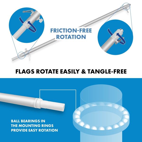 G128 Combo Pack: 6 Ft Tangle Free Aluminum Spinning Flagpole (Silver) & 2nd Amendment American Flag 3x5 Ft, LiteWeave Pro Series Printed 150D Polyester | Pole with Flag Included - Image 9