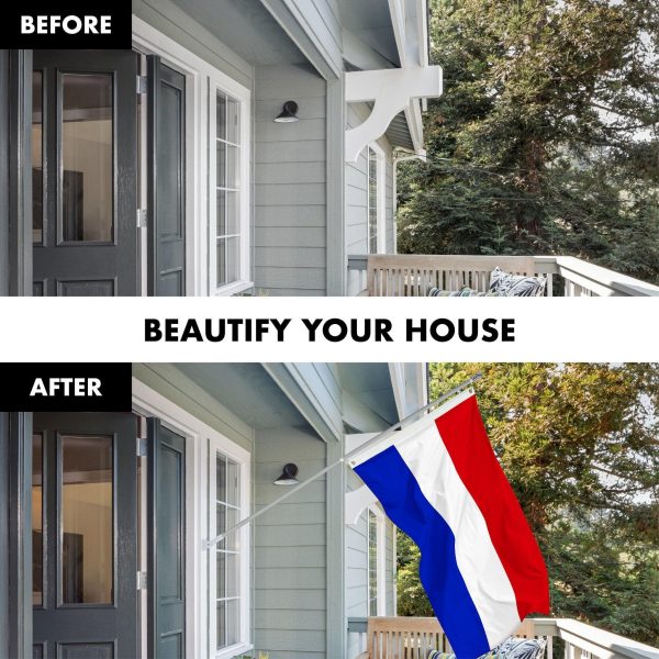 G128 Combo Pack: 6 Feet Tangle Free Spinning Flagpole (Silver) Netherlands Dutch Flag 3x5 ft Printed 150D Brass Grommets (Flag Included) Aluminum Flag Pole - Image 3
