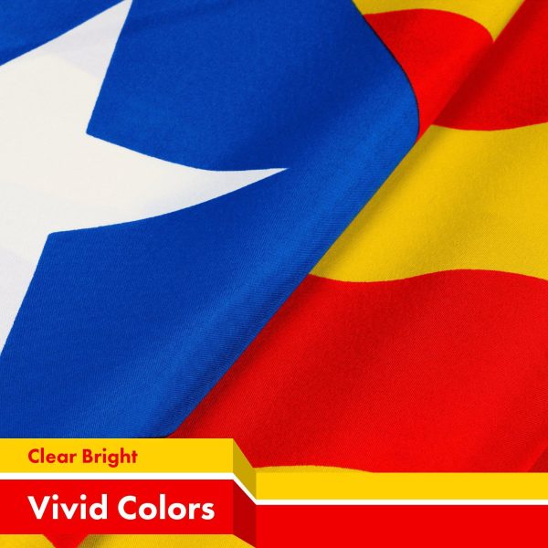 G128 10 Pack: Blue Estelada (Catalan) Flag | 3x5 feet | Printed 150D Indoor/Outdoor, Vibrant Colors, Brass Grommets, Quality Polyester, Much Thicker More Durable Than 100D 75D Polyester - Image 3