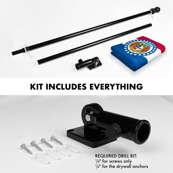 G128 Combo Pack: 6 Ft Tangle Free Spinning Flagpole (Black) & Missouri Flag 3x5 Ft Printed 150D Polyester, Brass Grommets (Flag Included) Aluminum Flag Pole - Image 2