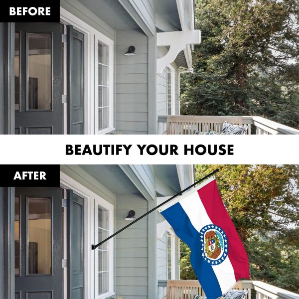 G128 Combo Pack: 6 Ft Tangle Free Spinning Flagpole (Black) & Missouri Flag 3x5 Ft Printed 150D Polyester, Brass Grommets (Flag Included) Aluminum Flag Pole - Image 3