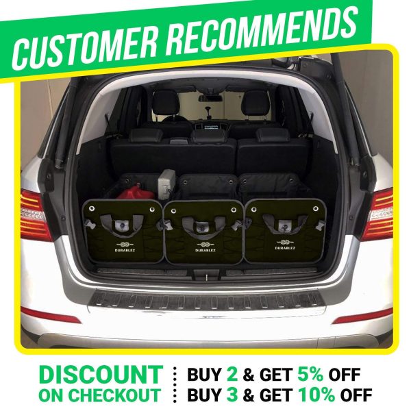 Trunk Organizer with Covering Net Attachable Non Slip Pads and Stainless Hooks Military Green - Image 6