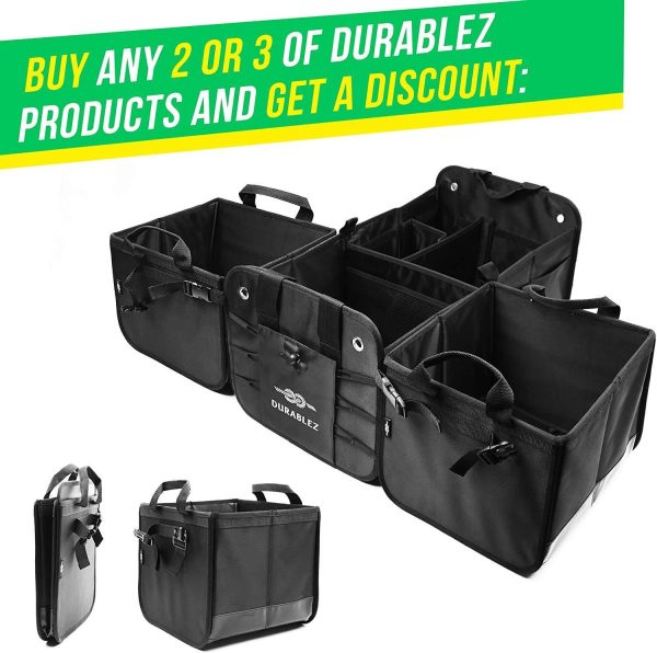 Trunk Organizer with Covering Net Attachable Non Slip Pads and Stainless Hooks Military Green - Image 7