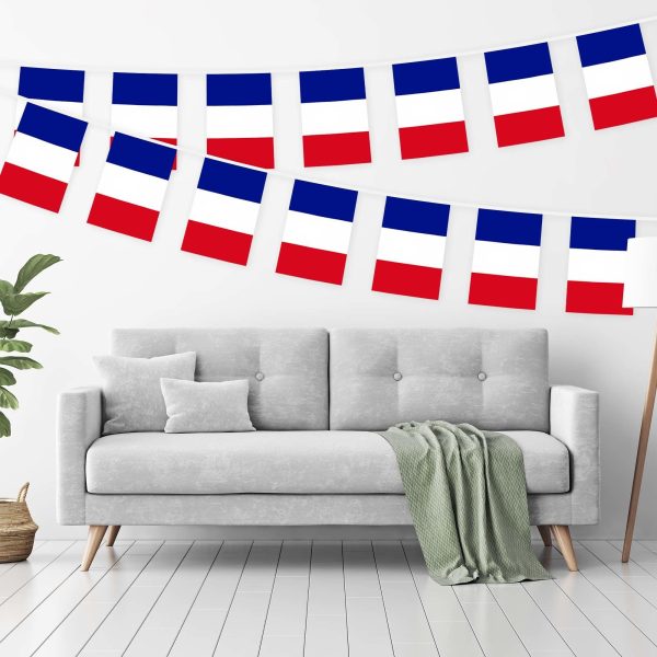 G128 France French Bunting Banner | Flag 8.2 x 5.5 Inch, Full String 33 Feet | Printed 150D Polyester, Decorations For Bar, School, Festival Events Celebration - Image 2
