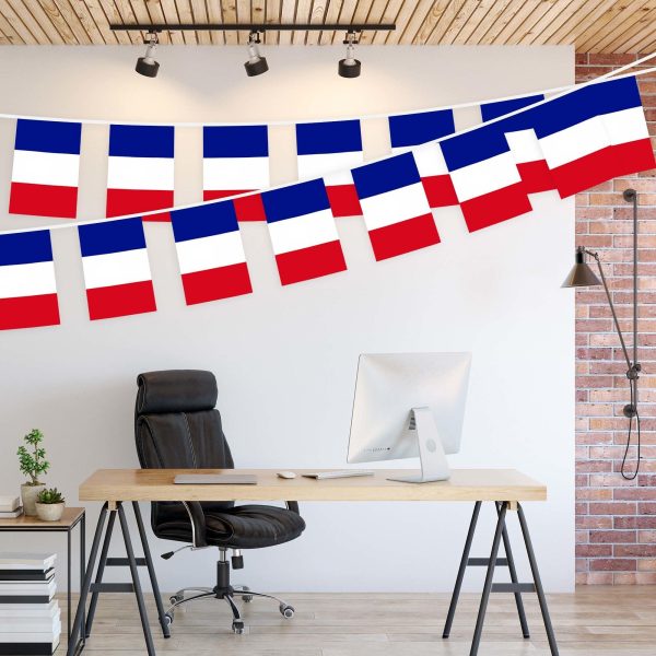 G128 France French Bunting Banner | Flag 8.2 x 5.5 Inch, Full String 33 Feet | Printed 150D Polyester, Decorations For Bar, School, Festival Events Celebration - Image 3