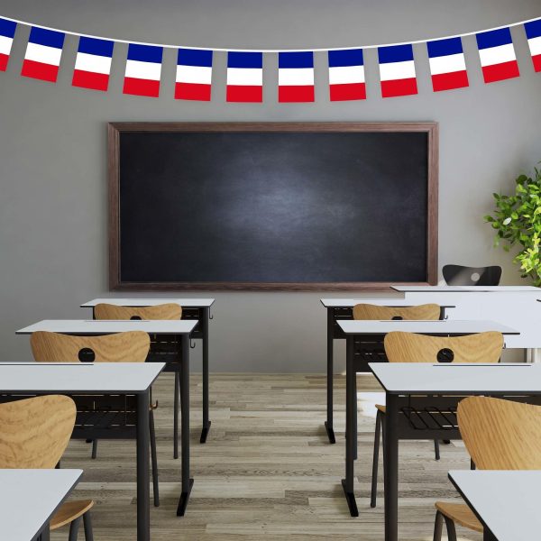 G128 France French Bunting Banner | Flag 8.2 x 5.5 Inch, Full String 33 Feet | Printed 150D Polyester, Decorations For Bar, School, Festival Events Celebration - Image 4