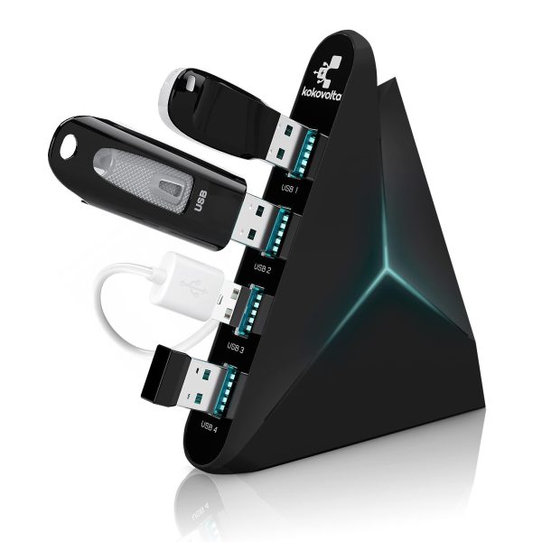 USB 3.0 Hub | Vertical Data Hub with Long Cord   4 Additional Ports for Mac & PC | Black…