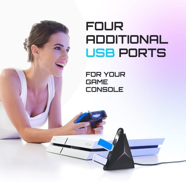 USB 3.0 Hub | Vertical Data Hub with Long Cord   4 Additional Ports for Mac & PC | Black… - Image 2