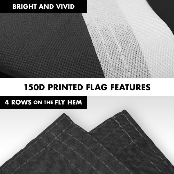 G128 Combo Pack: 5 Ft Tangle Free Aluminum Spinning Flagpole (White) & Solid Black Color Flag 2.5x4 Ft, LiteWeave Pro Series Printed 150D Polyester | Pole with Flag Included - Image 5