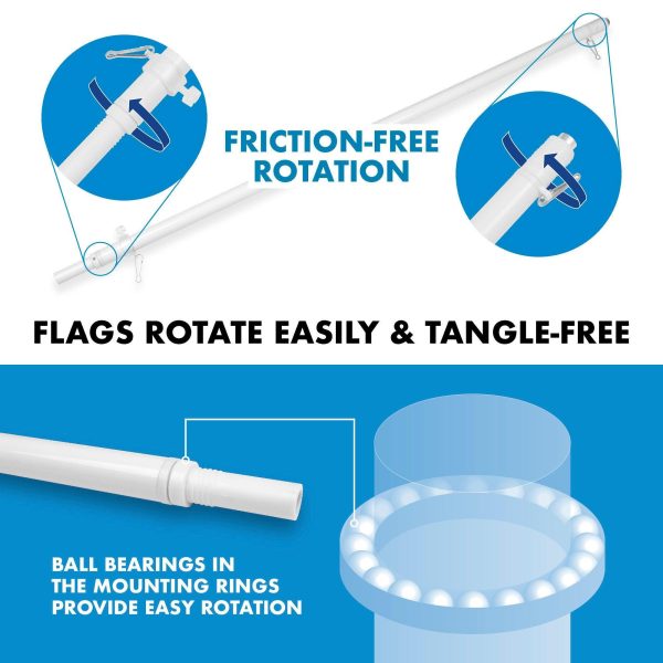 G128 Combo Pack: 5 Ft Tangle Free Aluminum Spinning Flagpole (White) & Solid Black Color Flag 2.5x4 Ft, LiteWeave Pro Series Printed 150D Polyester | Pole with Flag Included - Image 9
