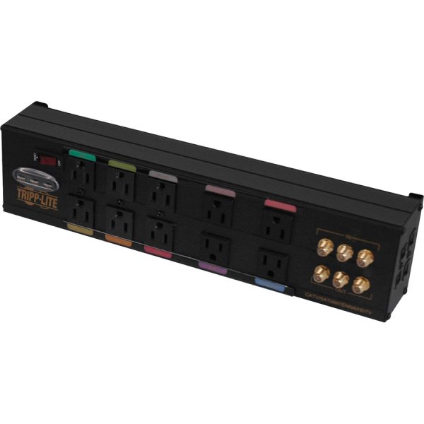 Eaton Tripp Lite Series Isobar 10-Outlet Home/Business Theater Surge Protector, 8 ft. Cord with Right-Angle Plug, 3840 Joules, LEDs, Metal Housing - Image 3
