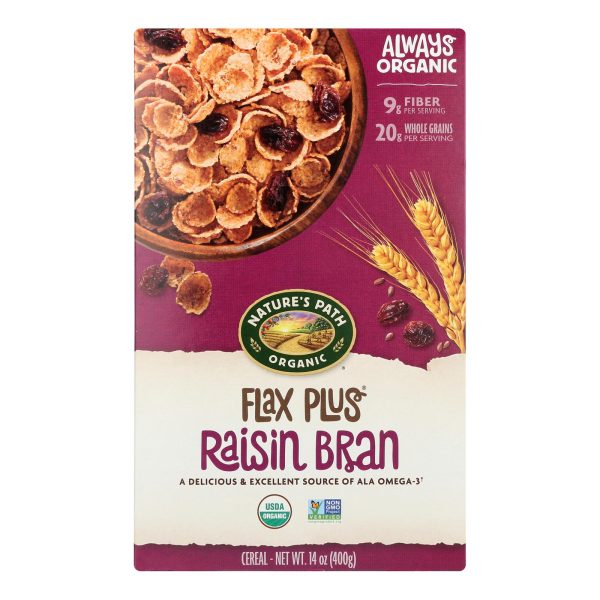 Nature's Path Organic Flax Plus Raisin Bran Cereal - Case of 12 - 14 oz. - Image 2