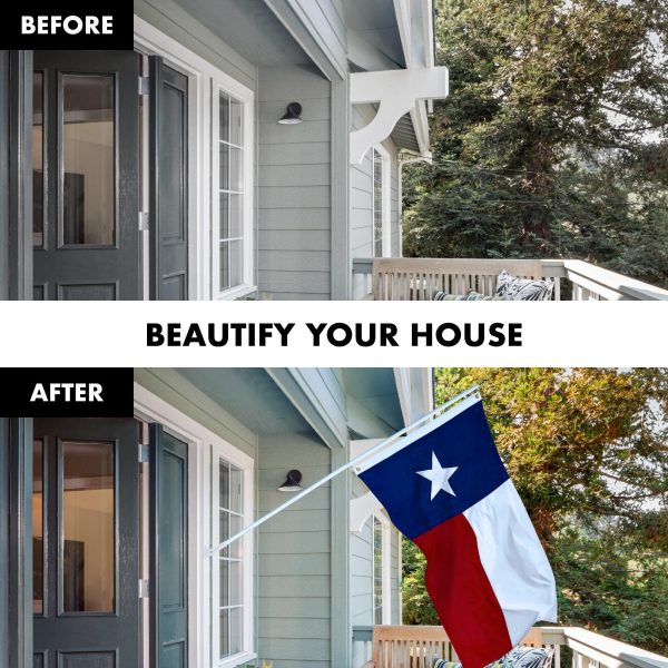 G128 Flag Pole 5 FT White Tangle Free & Texas Flag 2x3 FT Combo Embroidered Spun Polyester - Image 3